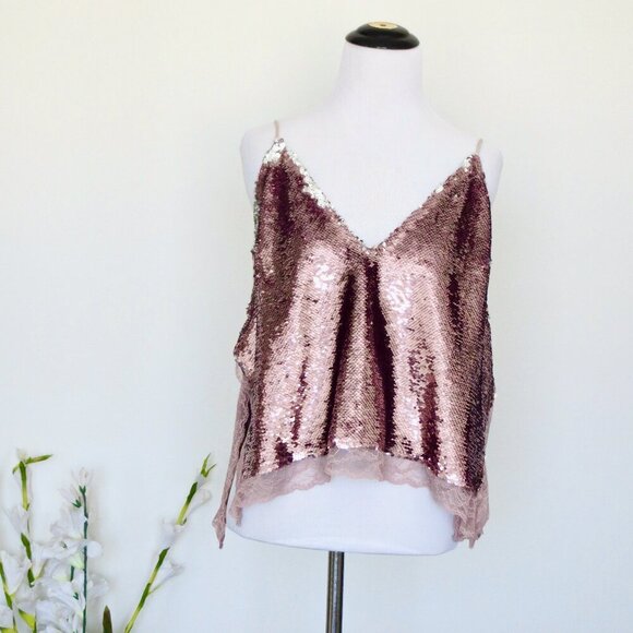 NEW! Intimately Free People Swingin Sequin Tank Cami Pink SZ S - Picture 4 of 9